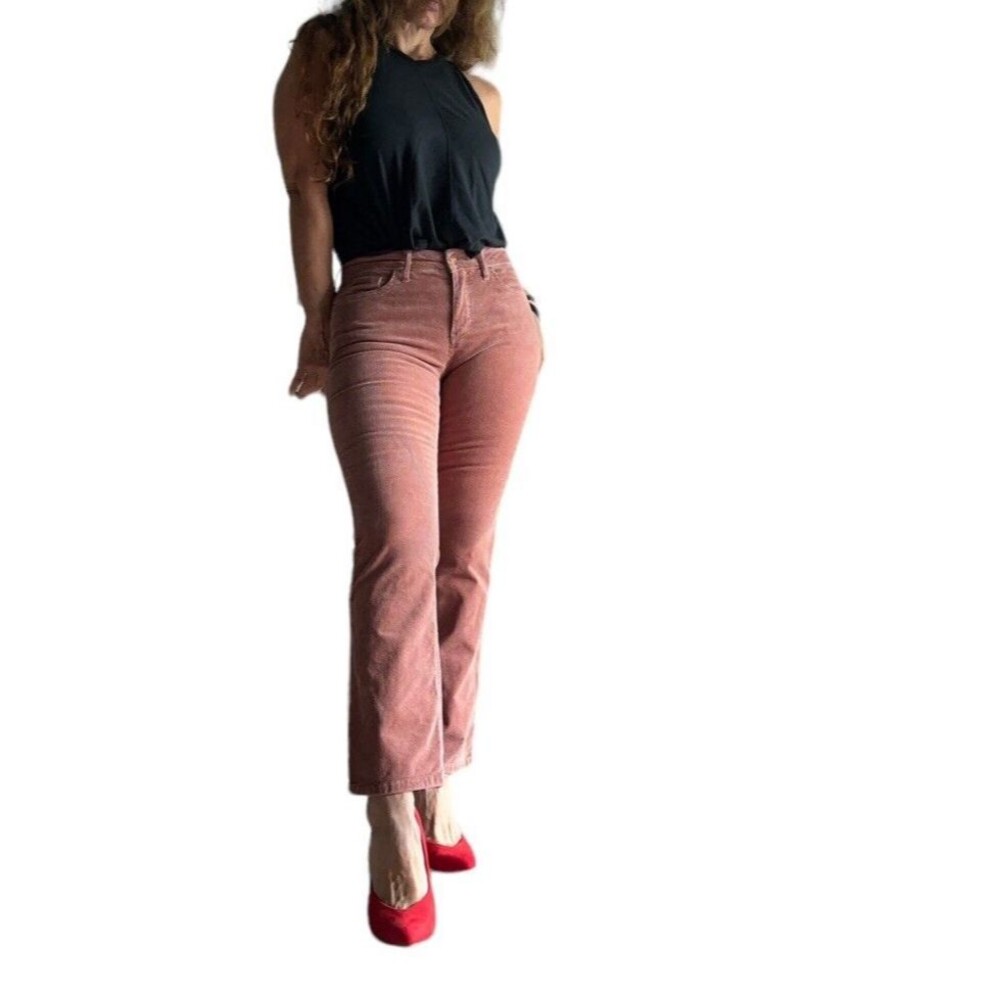pilcrow Womens High Rise Copped Corduroy Flared Jean mini boot cut peachy colo